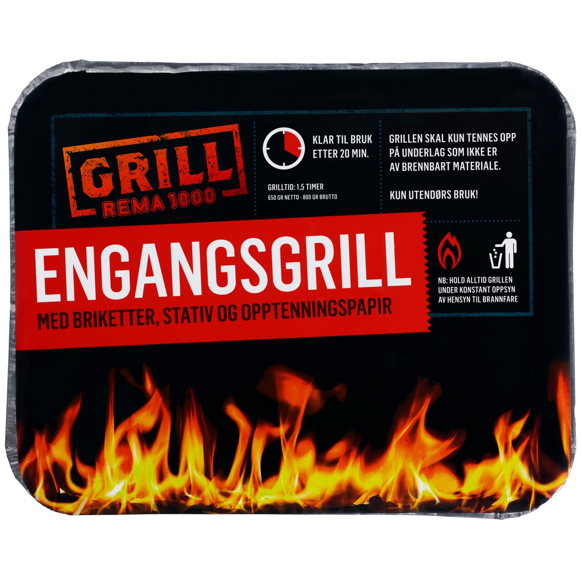Rema 1000 disposable grill  700g pce