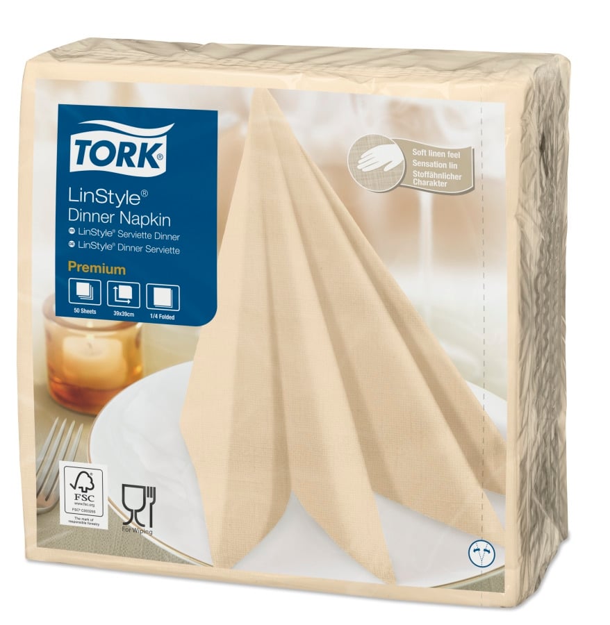 Middagsserviett linstyle krem 39cm 50stk