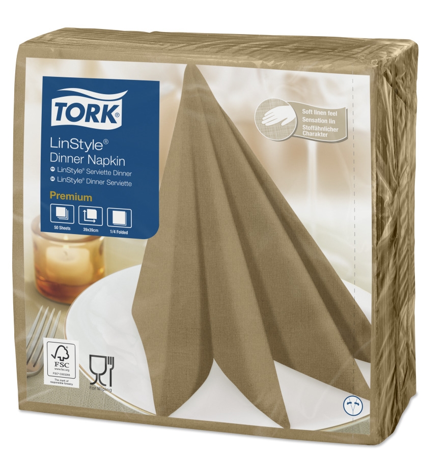 Middagsserviett linstyle beige 39cm 4f 50stk