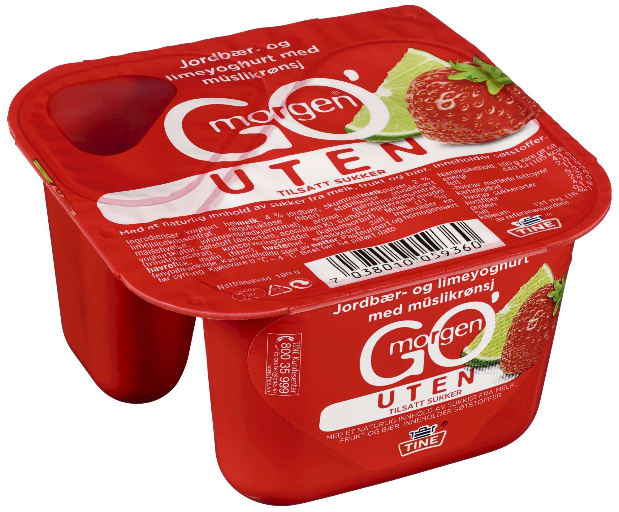 Go morgen zero jordbær/lime    190g