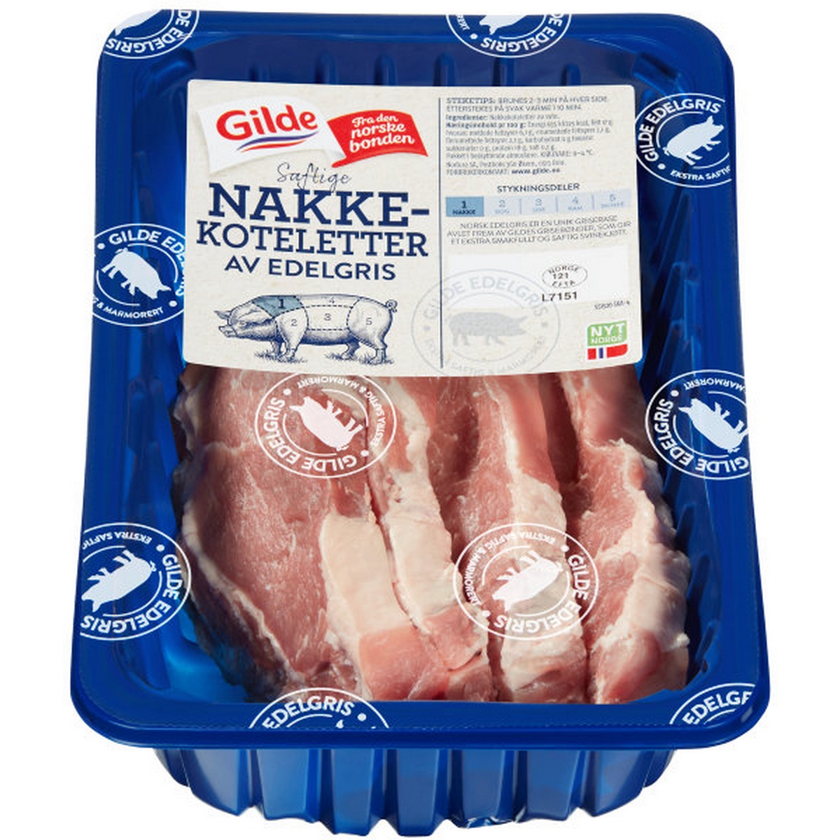 Edelgris nakkekotelett 4xca850g kg