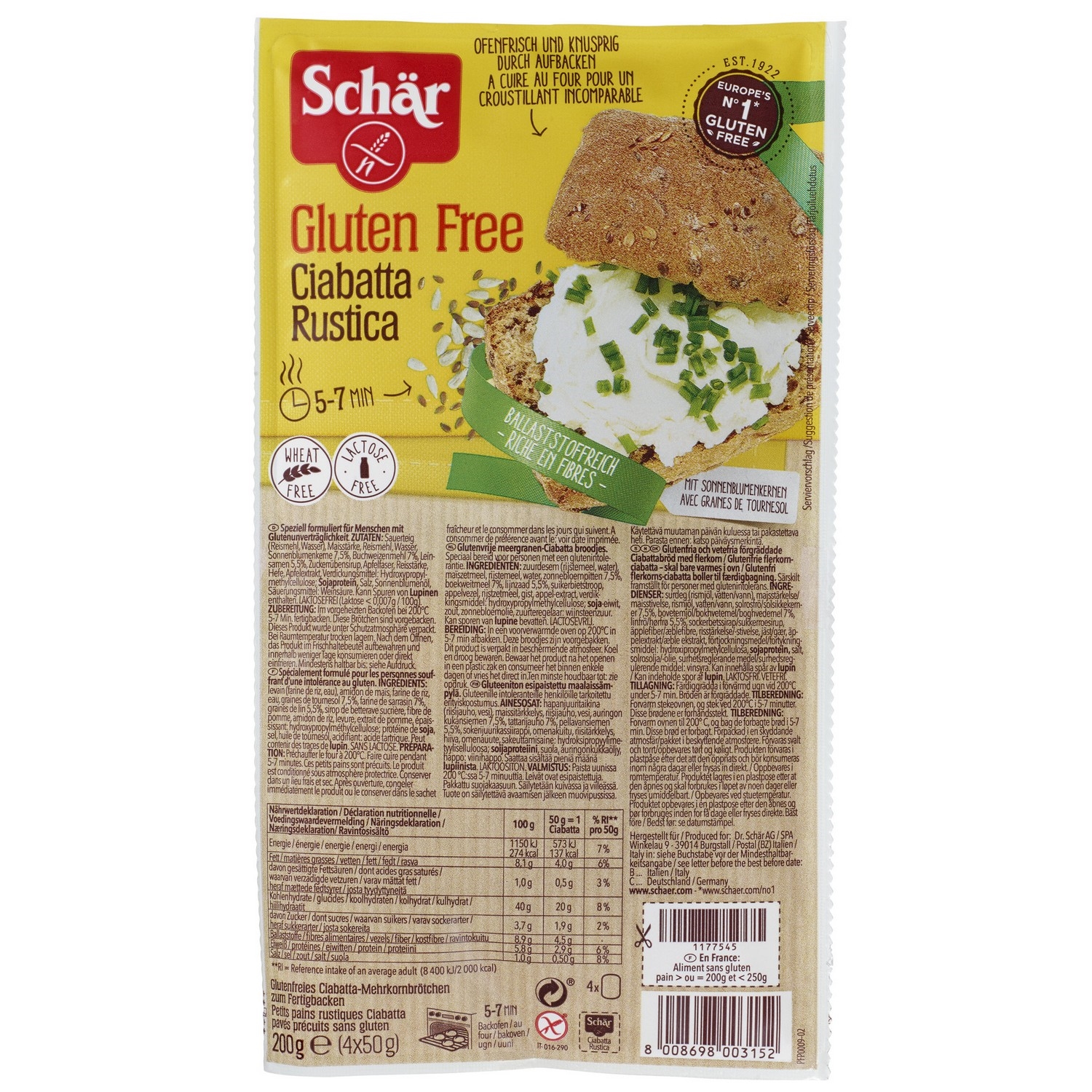 Brød ciabatta rustica glutenfritt   200g