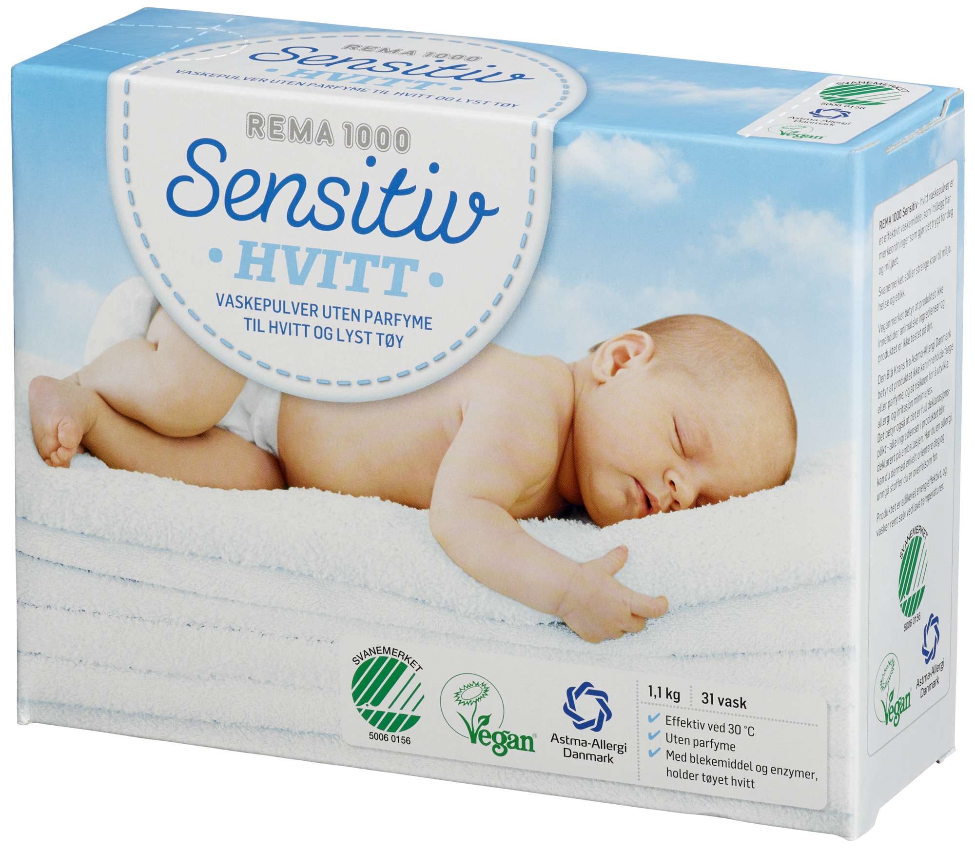 Tøyvask hvitt sensitiv 1,1kg