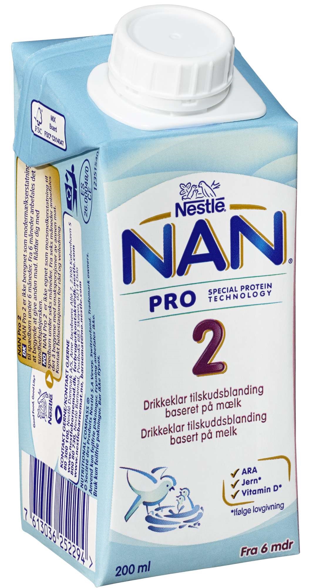 Nan pro 2 drikkeklar fra 6 m 200ml