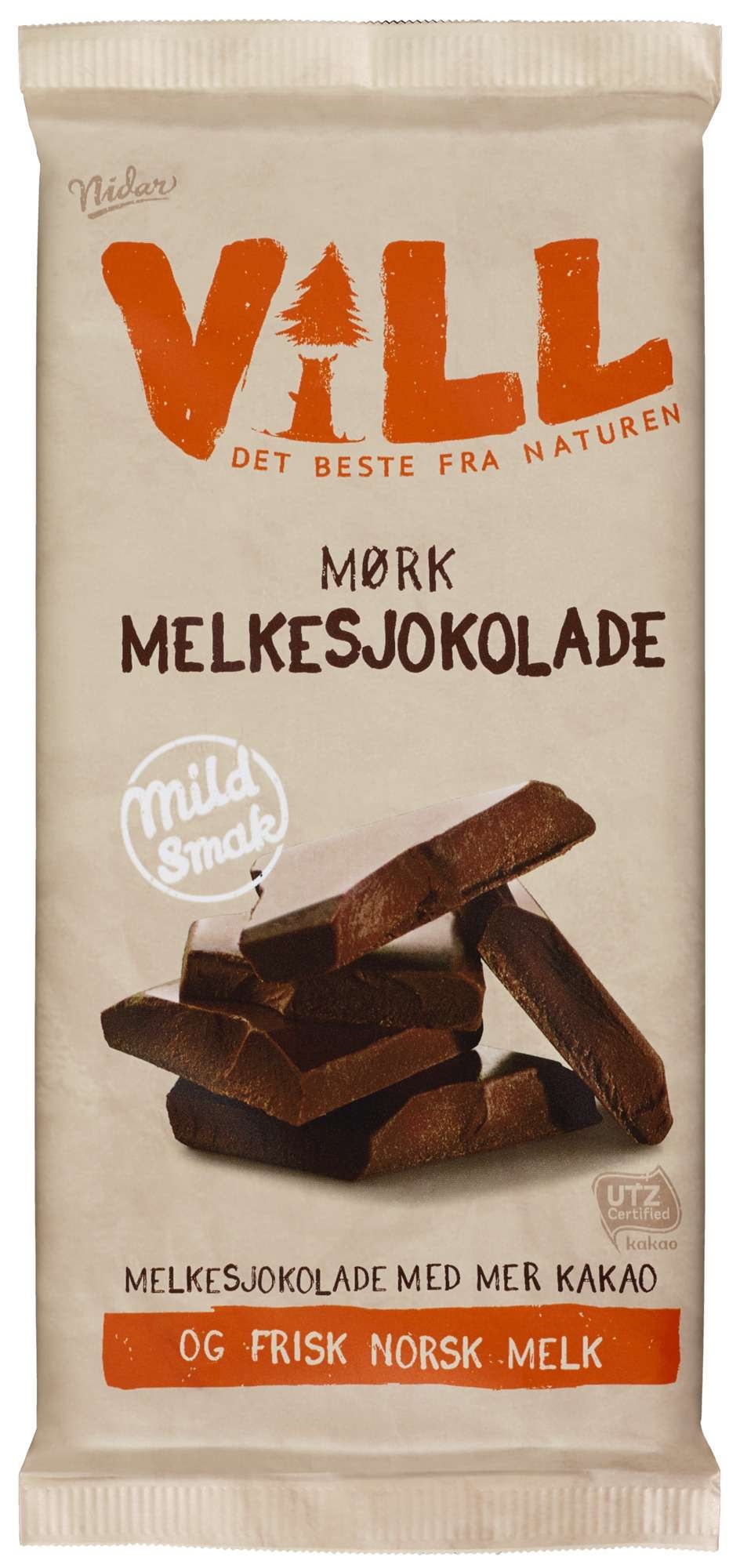 Vill mørk melkesjokolade   100g