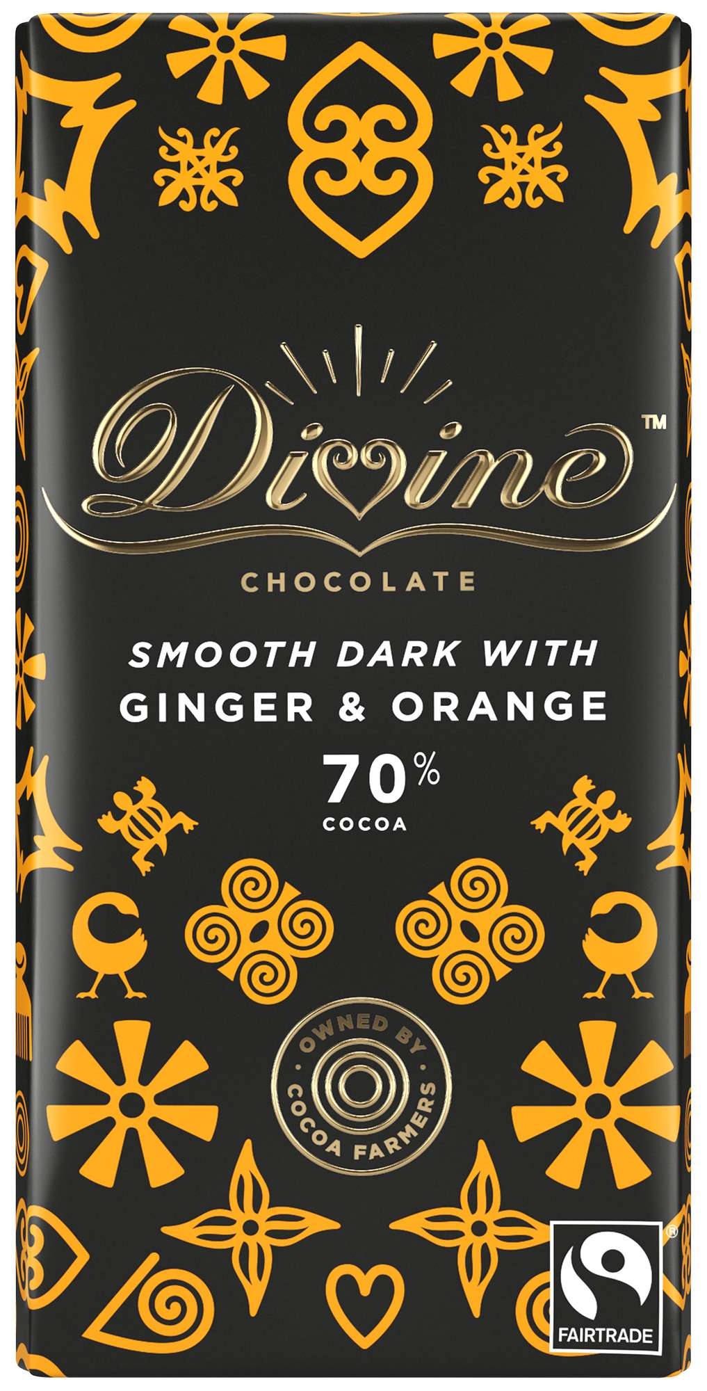70% dark chocolate with ginger and orange    90g