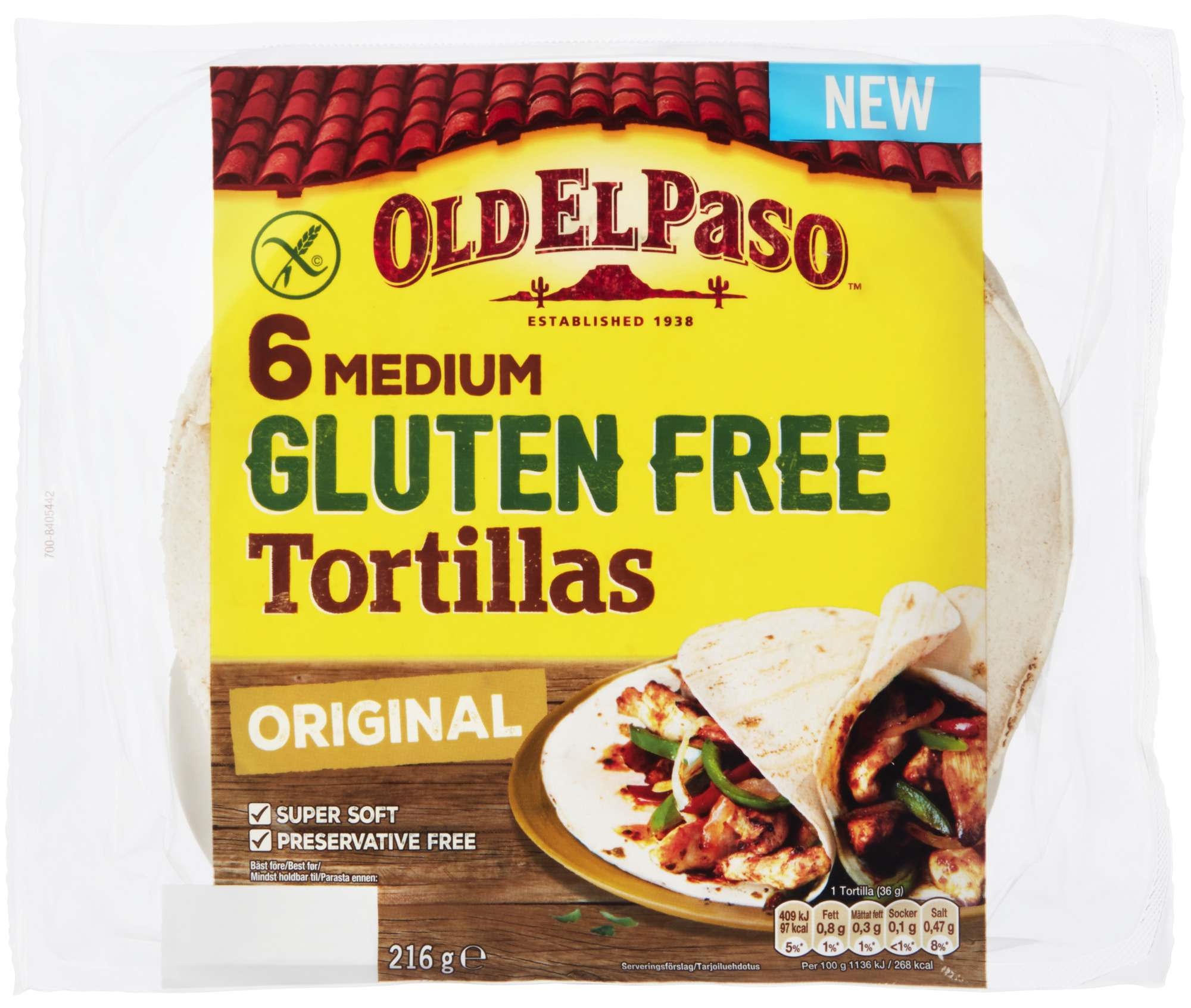 Tortilla glutenfri  6stk  216g