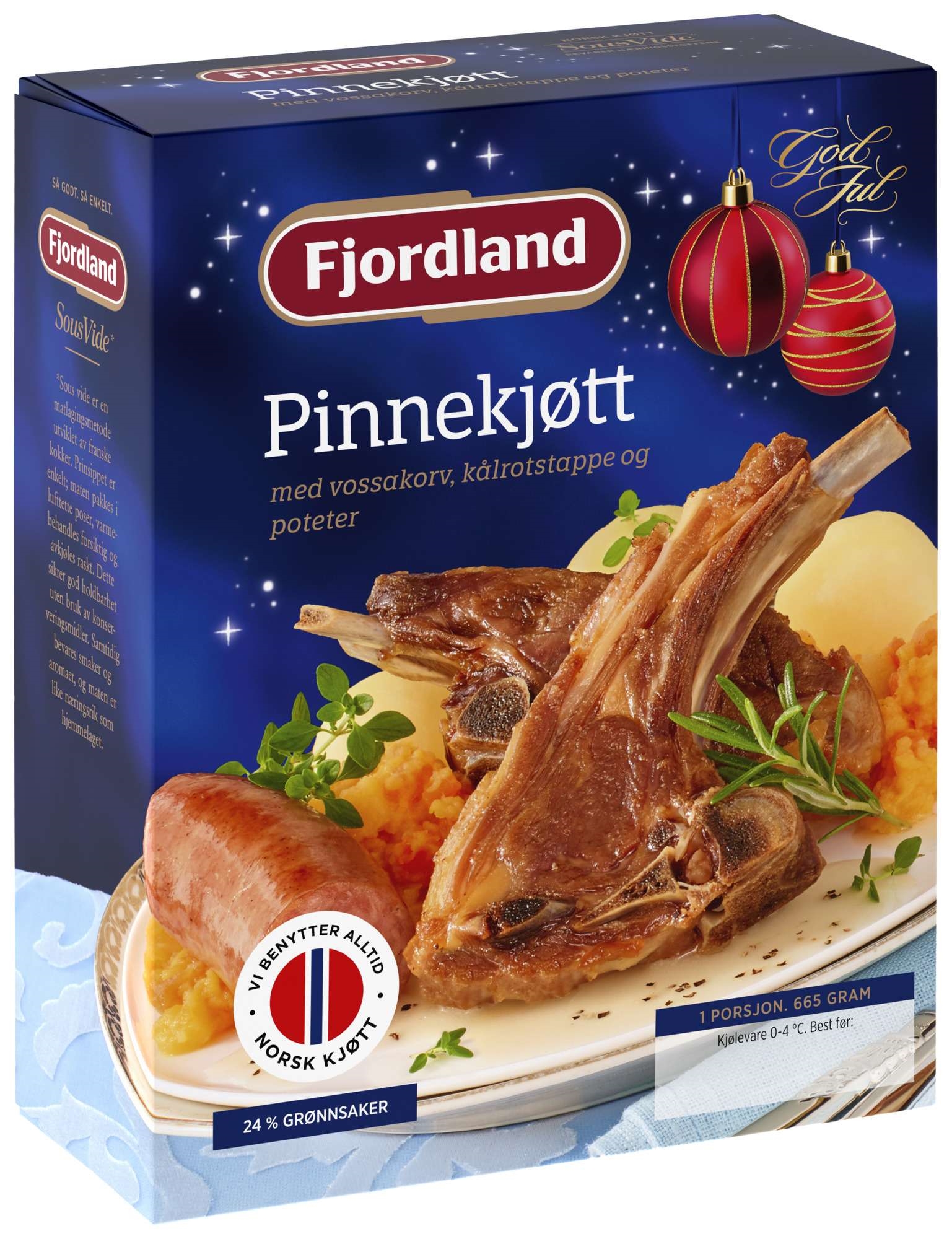 Pinnekjøtt m/vossakorv/kålrotstappe/poteter 665g