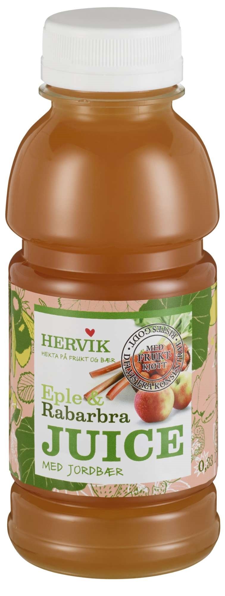 Hervik eple & rabarbrajus med jordbær  0,33l