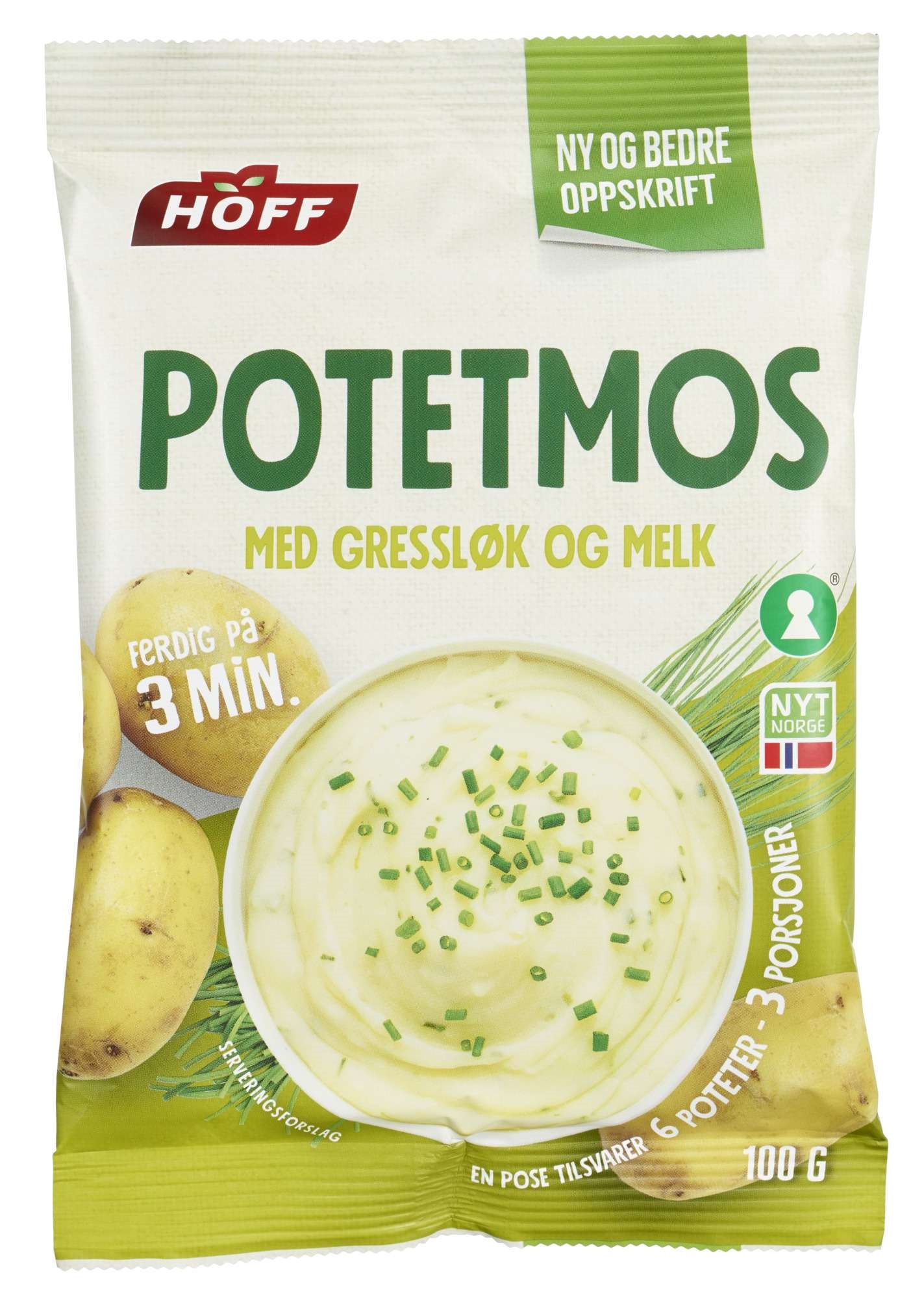 Potetmos gressløk & melk    100g