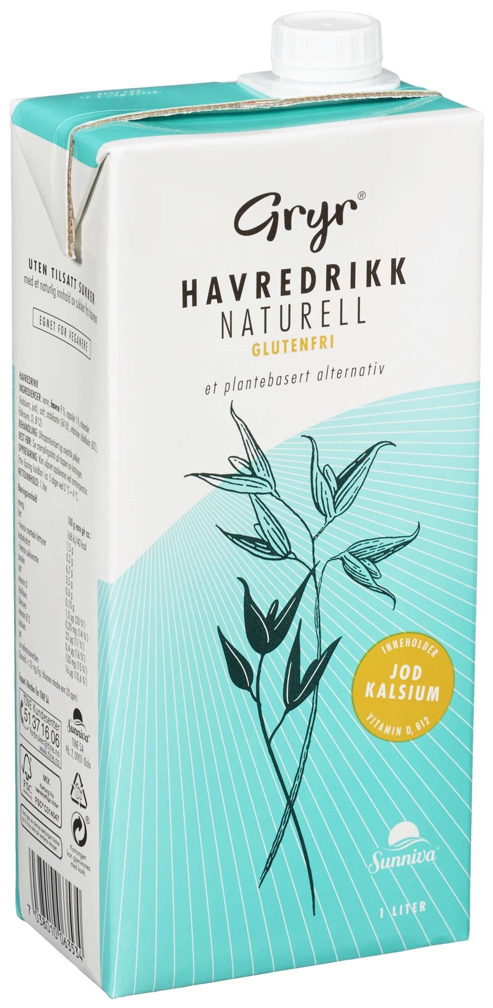 Gryr havredrikk naturell 1l