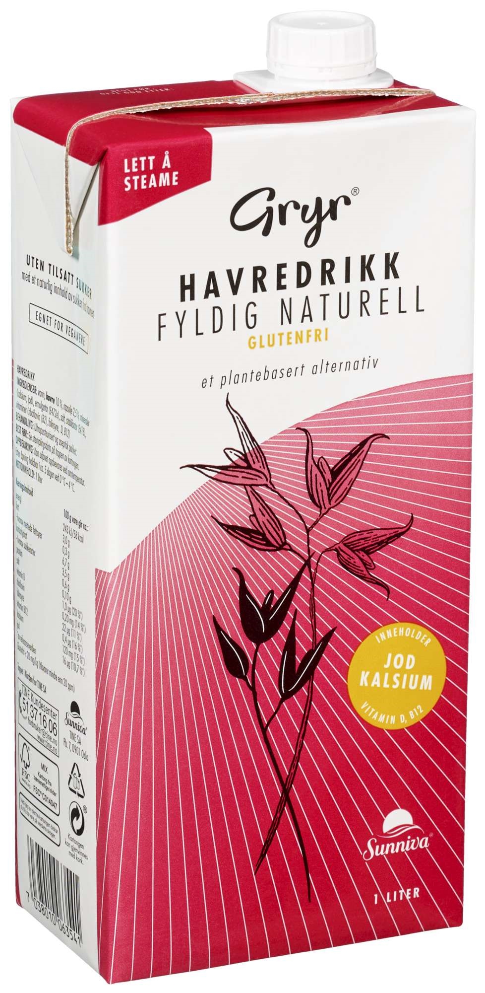 Gryr havredrikk fyldig 1l