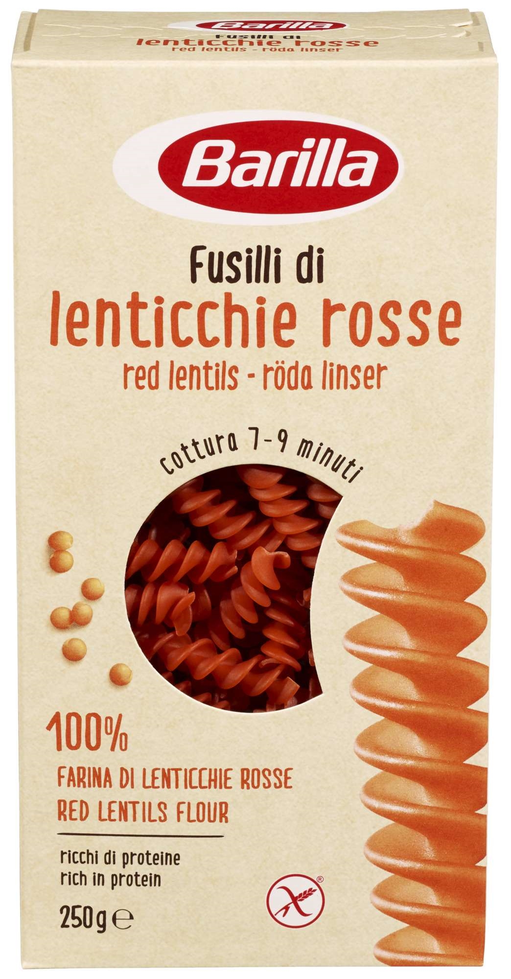 Fusilli røde linser 250g