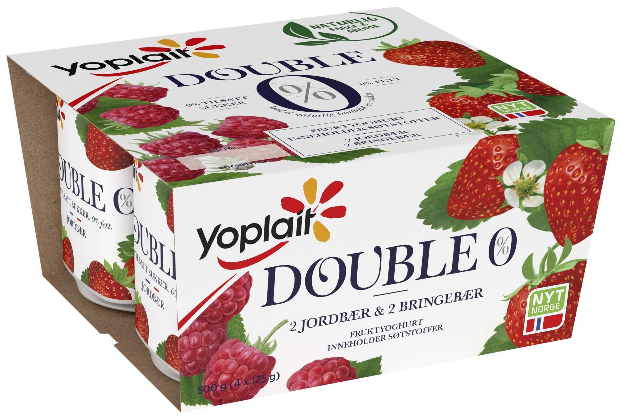 Yoplait 00% jordbær/bringbær 4x125g
