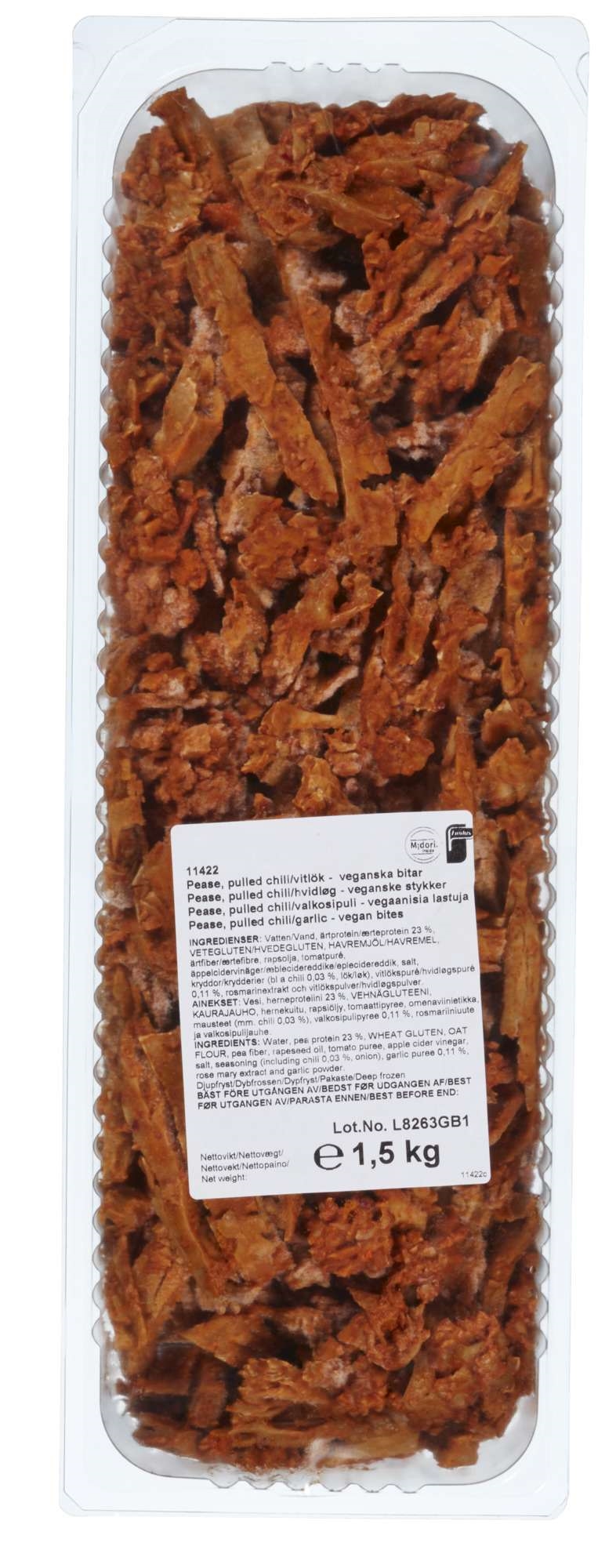 Pease pulled chili garlic - vegan bites 1,5kg