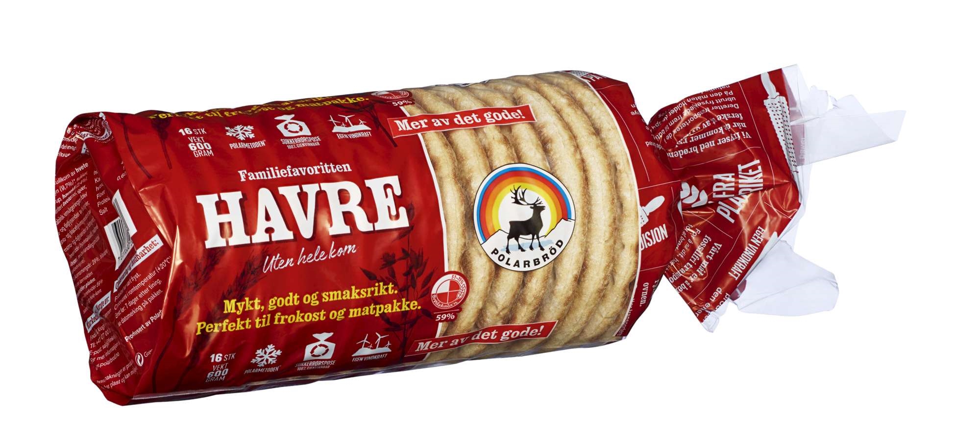 Polarbrød havre 16stk   600g