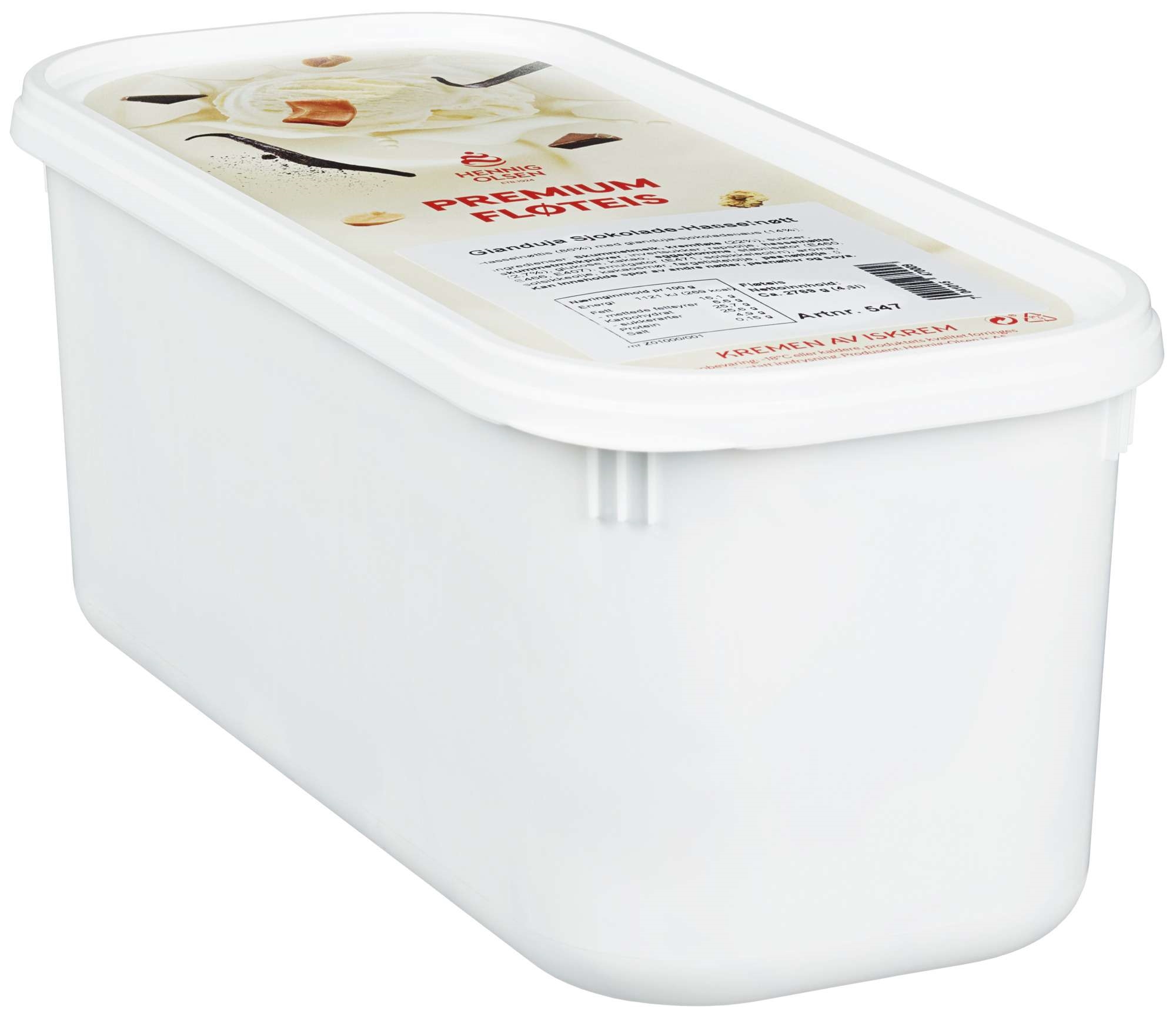 Gianduia sjokolade-hasselnøtt kuleis 4,6l