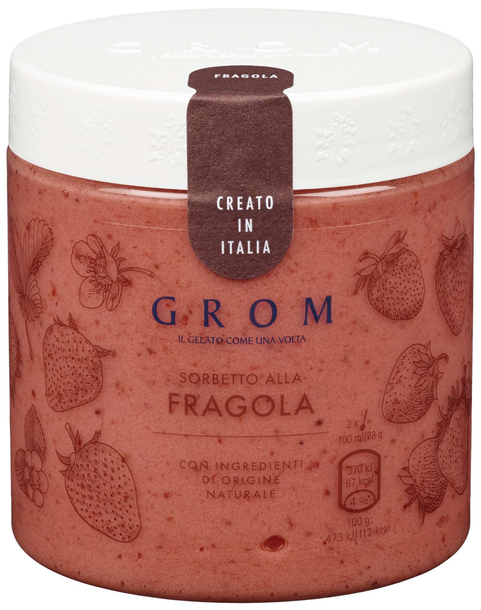 Grom dessert is jordbærsorbet 460ml