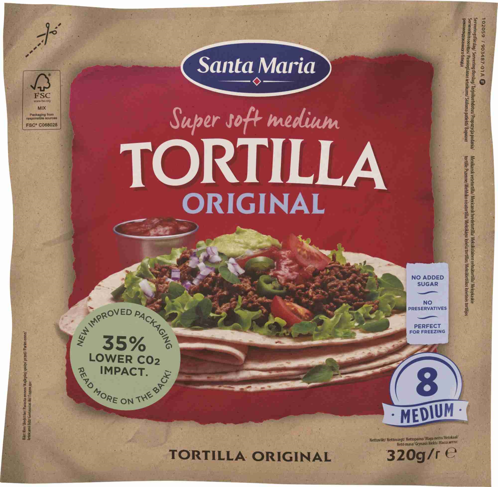Tex mex tortilla original medium (8pack)    320g