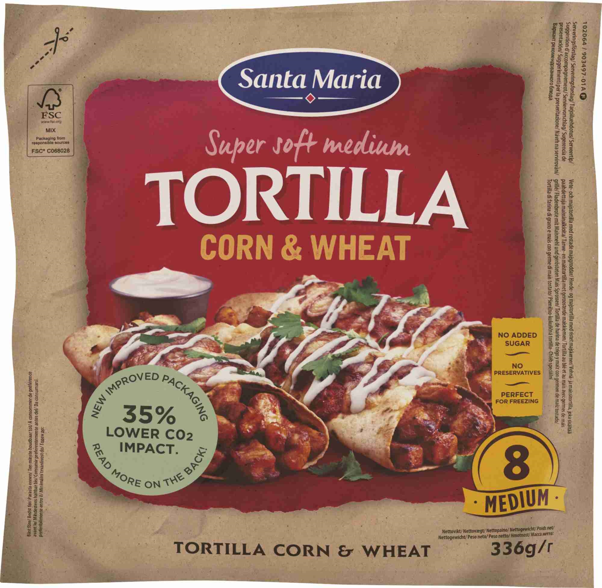 Tortilla corn wheat medium (8-pack) 336g