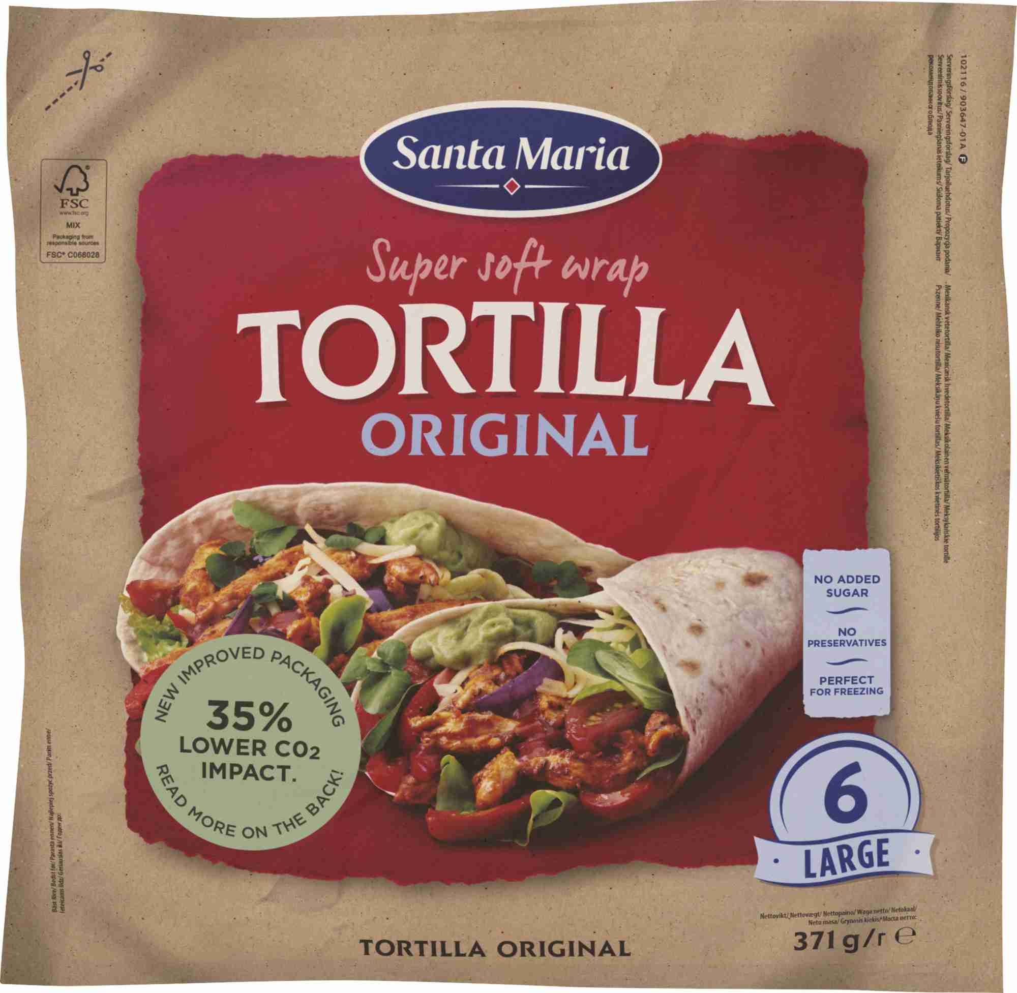 Tex mex tortilla original large (6pack)    371g