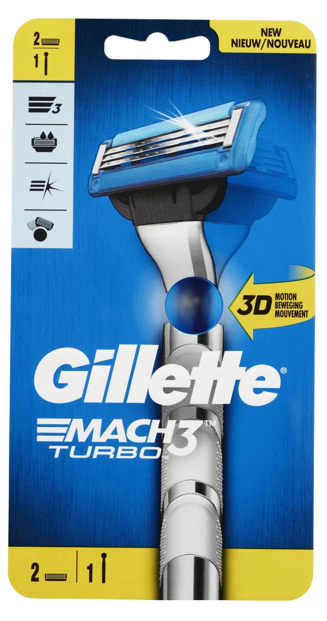 Barberhøvel mach3 turbo 2up gillette 1stk