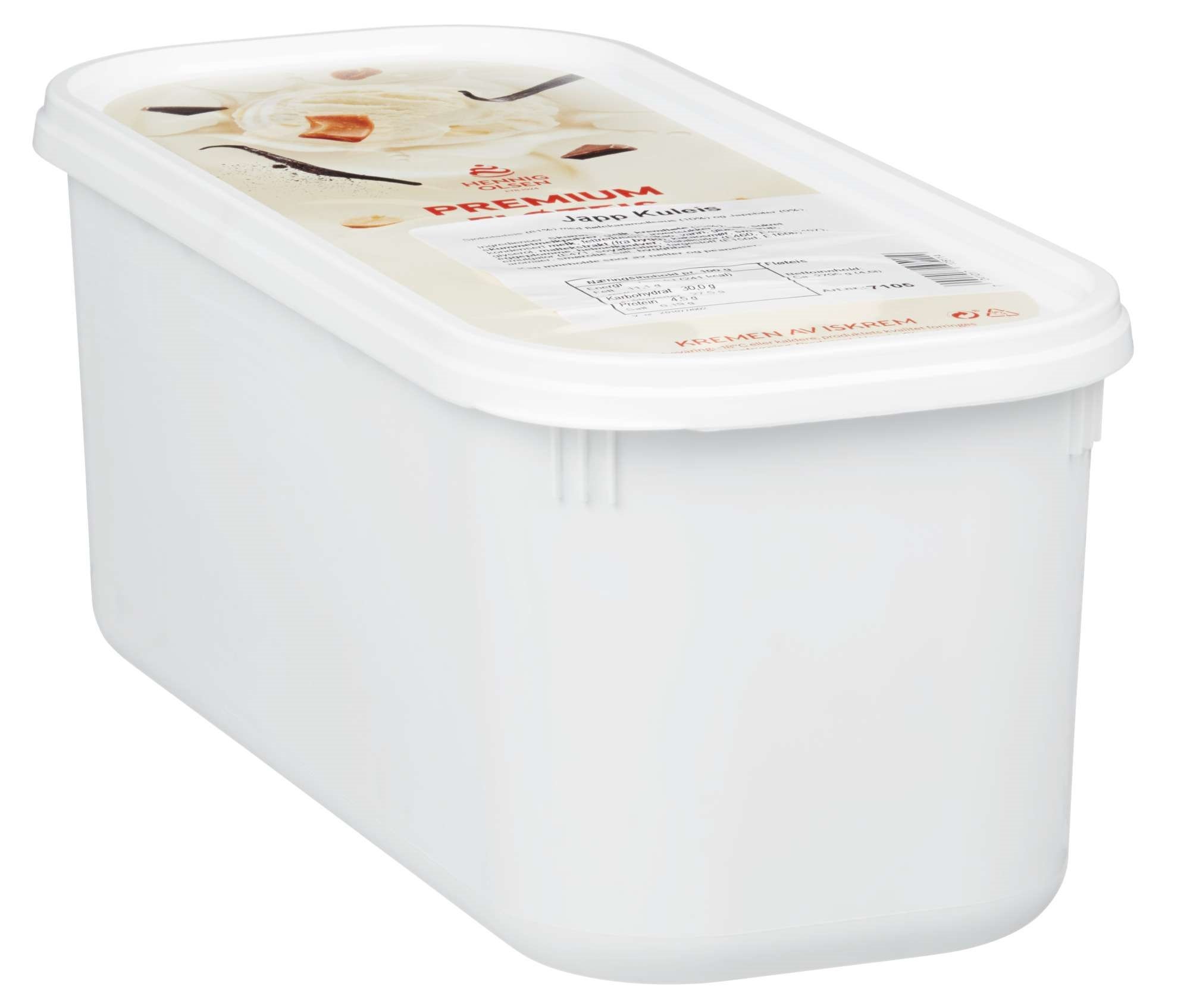Japp sjokoladeis m/ karamellesaus & jappfudgebiter 4,6l