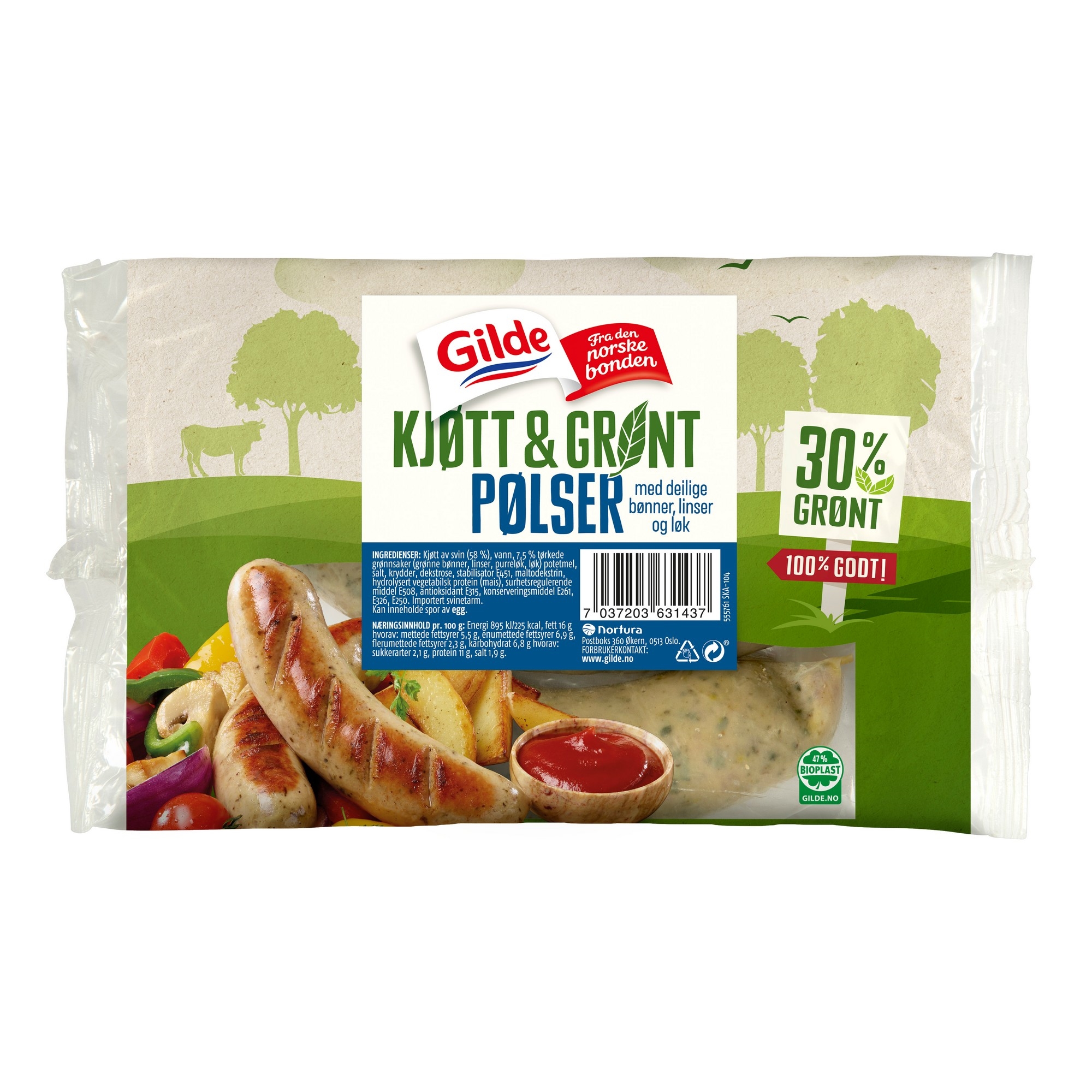 Kjøtt og grønt pølse med grønnsaker   300g