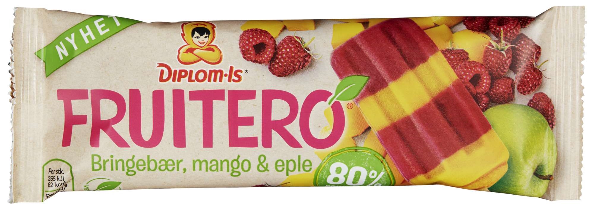 Diplom-is fruitero 80% bringebær & mango   72ml