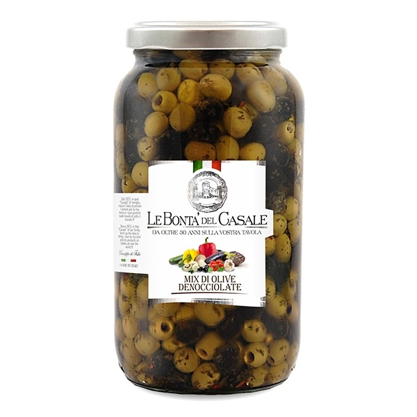 Svarte og grønne oliven u/stein i olje 2750g