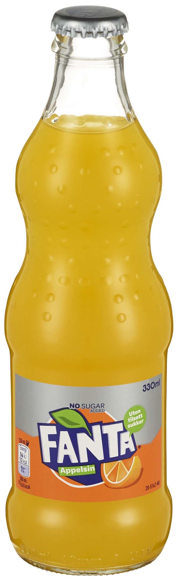 Fanta no sugar added glassflaske  24x0,33l