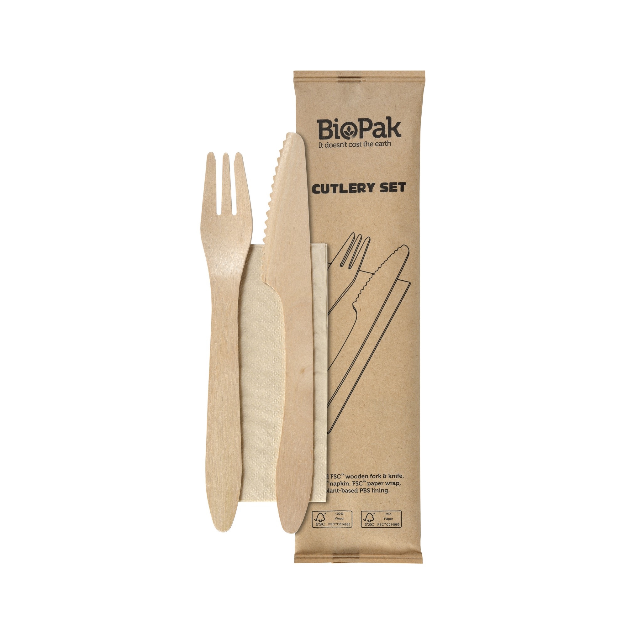 Bestikkpose tre vokset kniv gaffel serviett stk