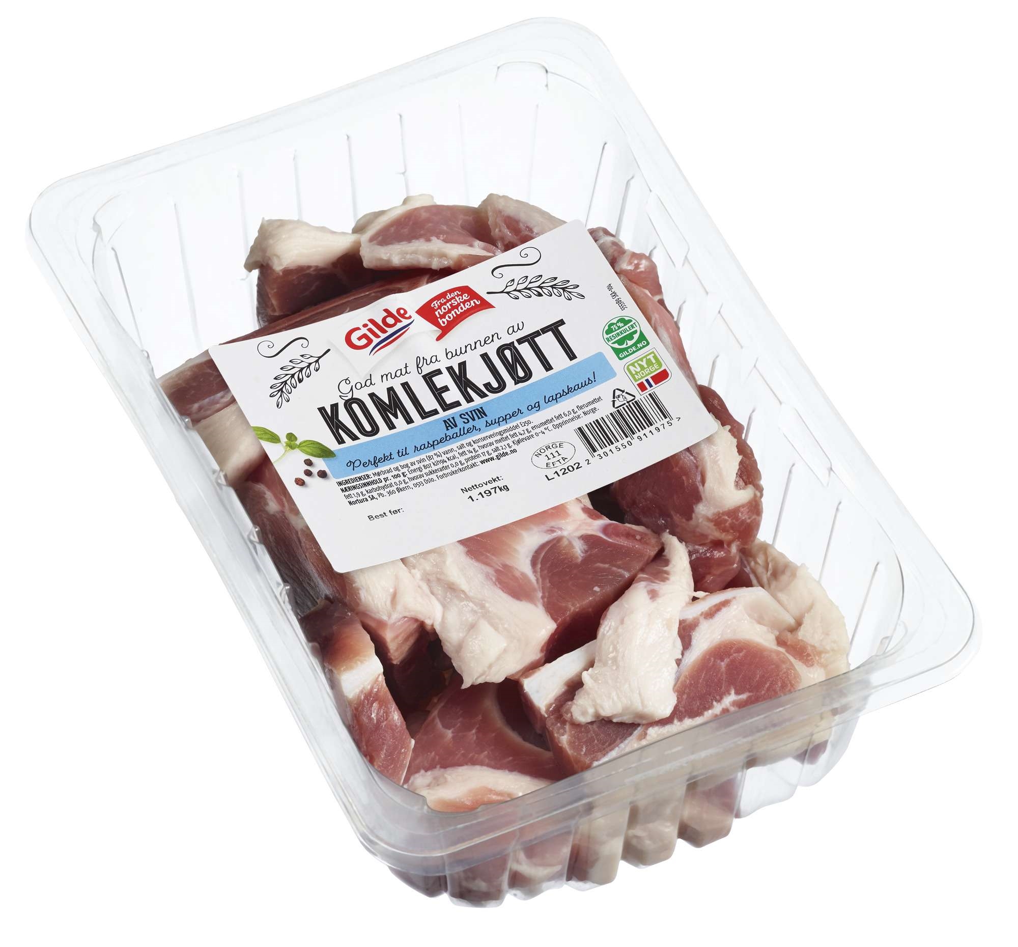 Svin komlekjøtt salt 1kg kg