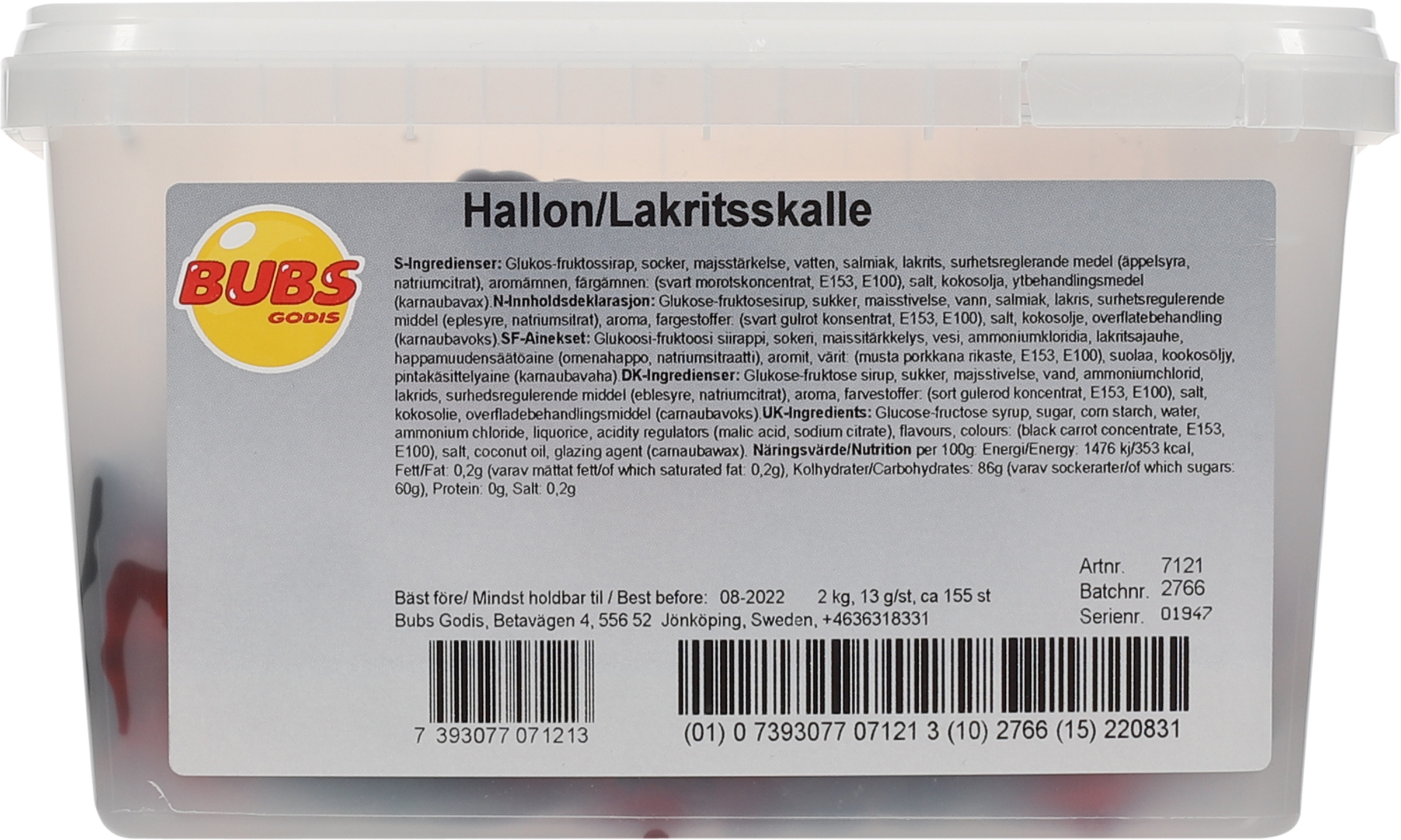 Bringebær lakrisskaller løsvekt   2kg