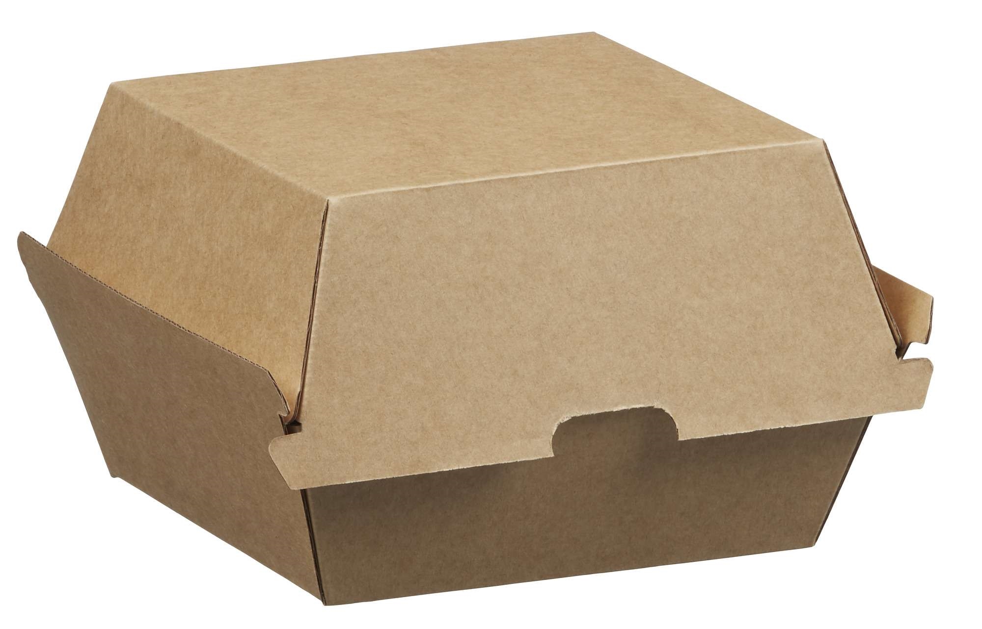 Boks i kartong m/hengslet lokk brun 500ml 55stk