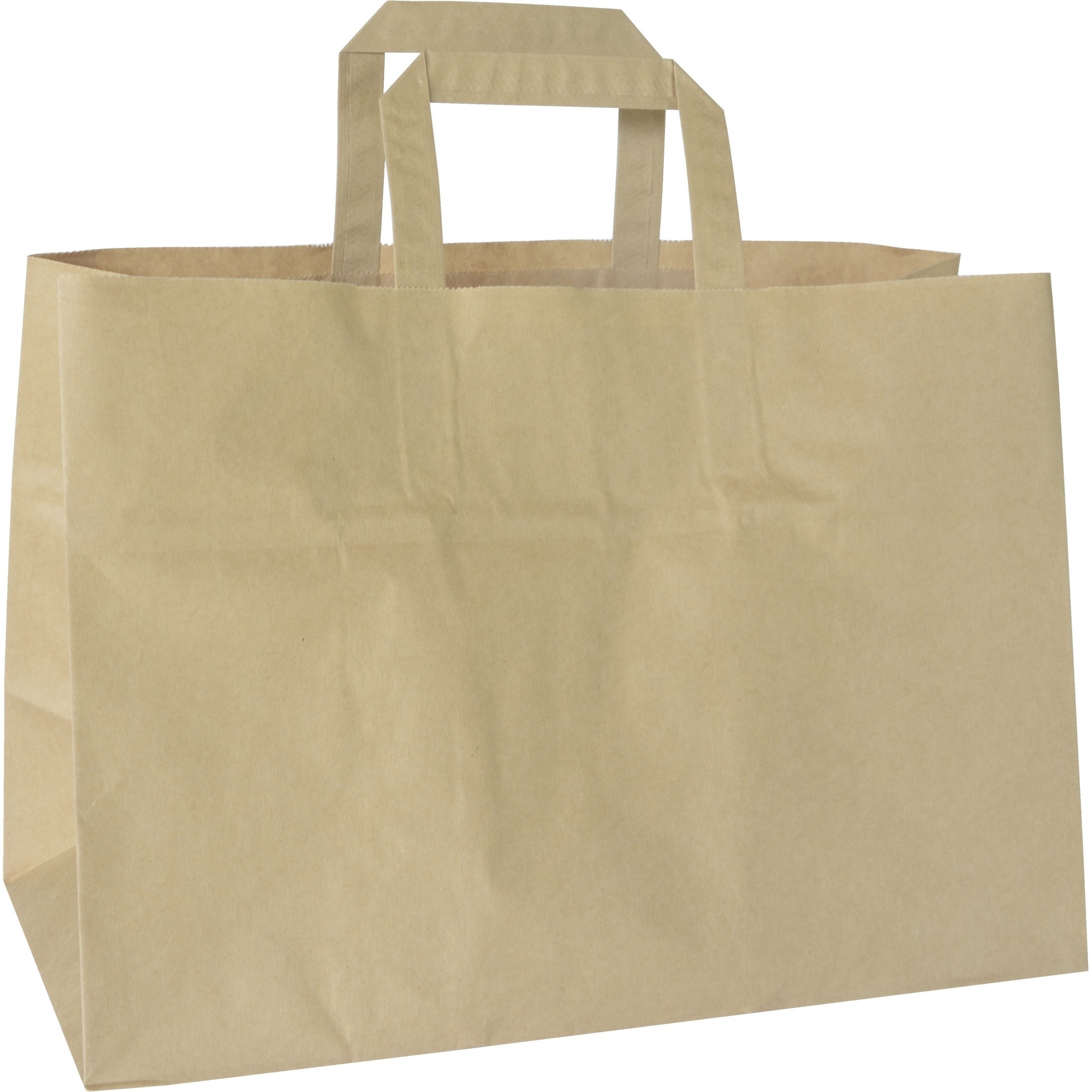 Papirpose takeaway brun m/håndtak 200stk