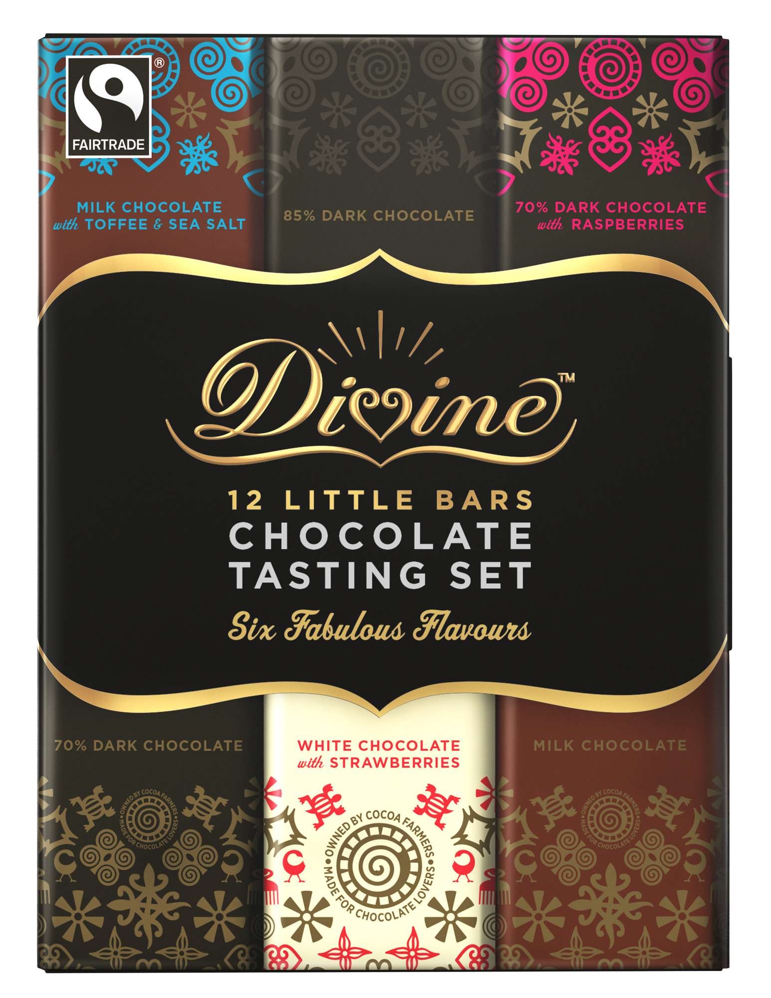 Divine fairtrade chocolate tasting set 12 small chocolates