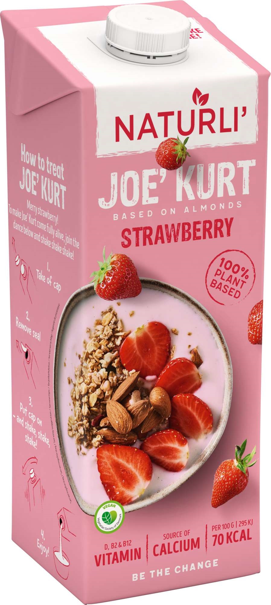 Naturli' joe'kurt strawberry 1000ml