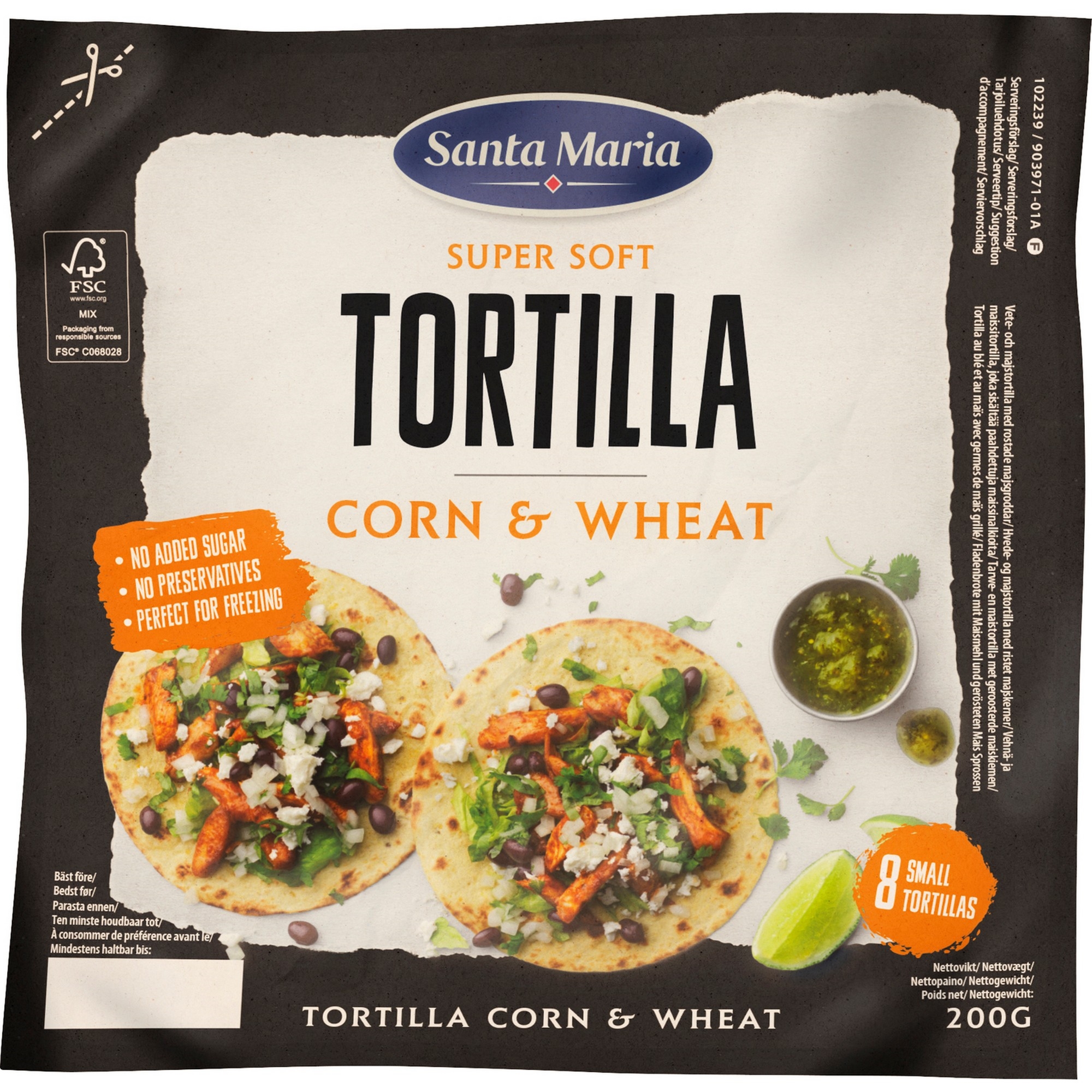 Tortilla corn & wheat small (8-pack) 200g