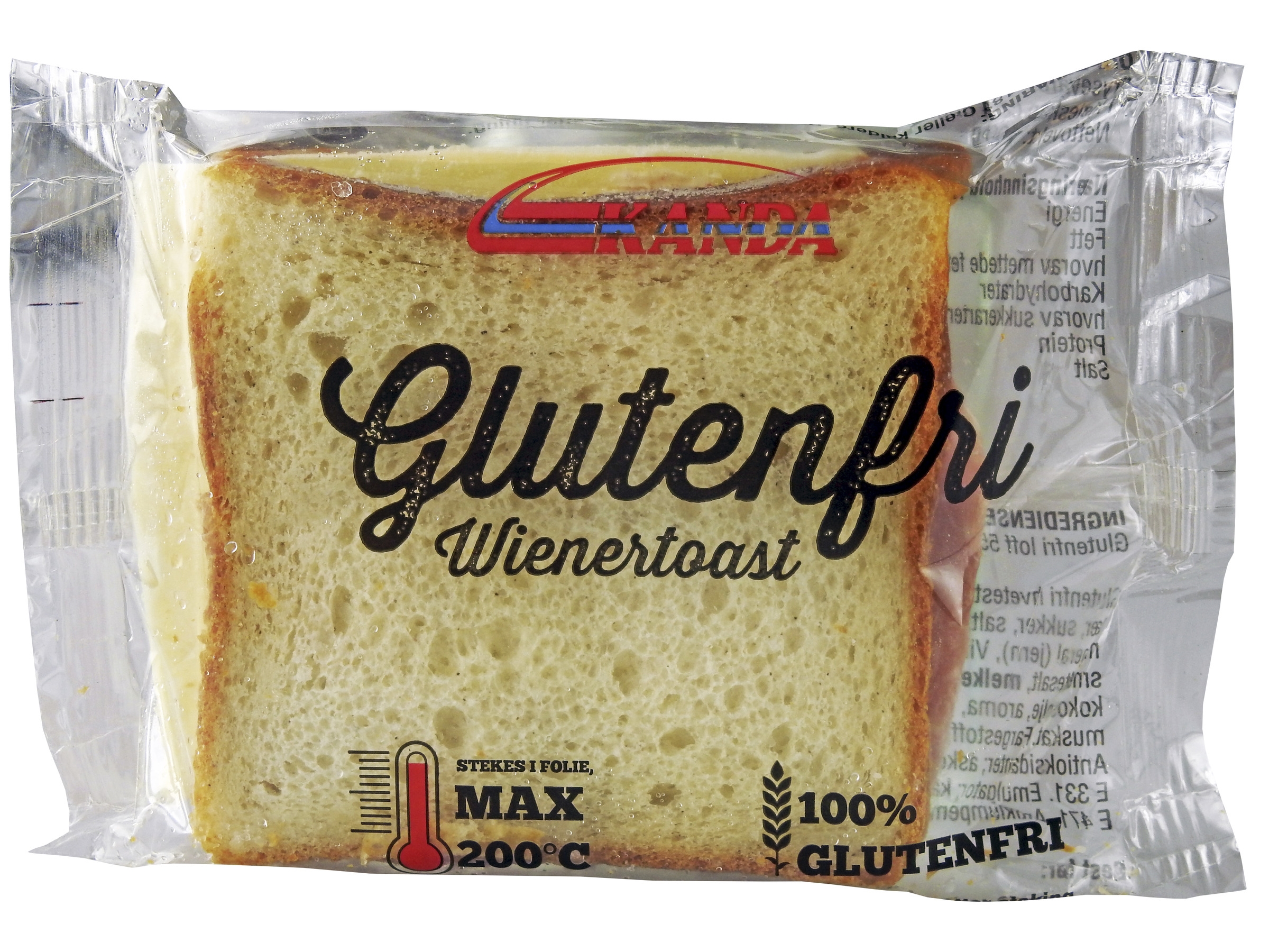 Wienertoast i stekefolie,glutenfri  20stk