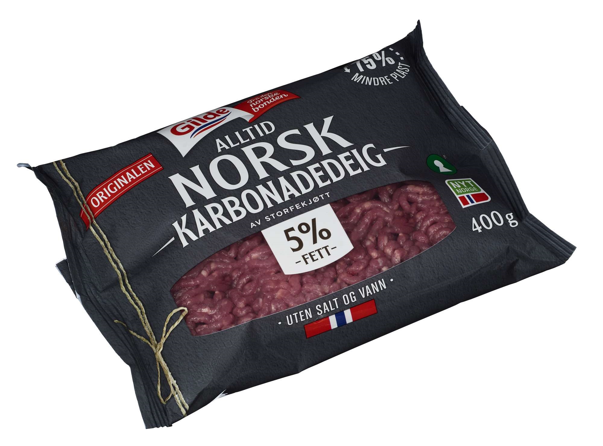 Karbonadedeig storfe 5% u/salt og vann  400g