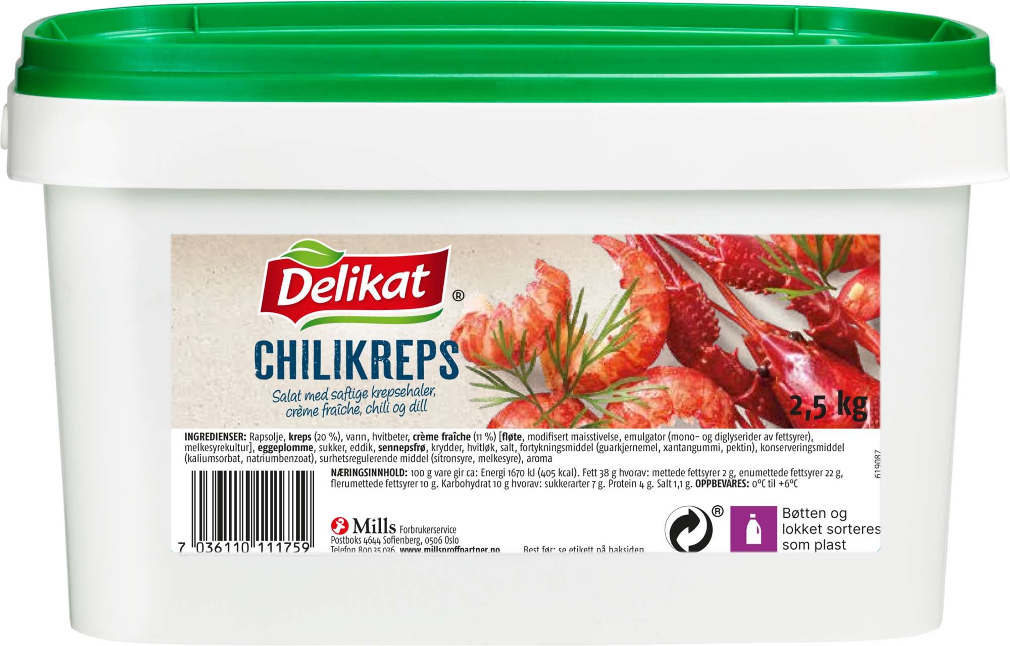 Krepsehaler m/chili 2,5kg