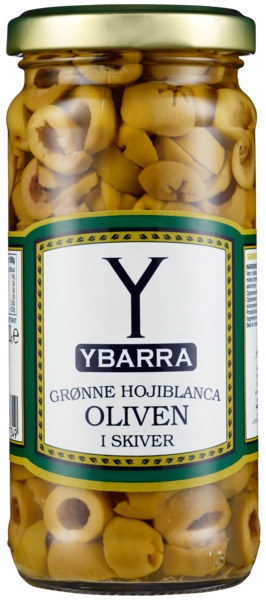 Grønne hojiblancaoliven i skiver  230g