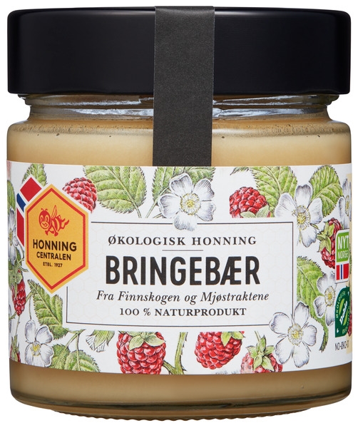 Honning bringebær økol. 270g