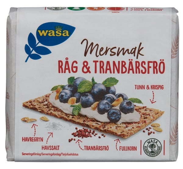 Wasa mersmak rug&tranebærfrø  245g