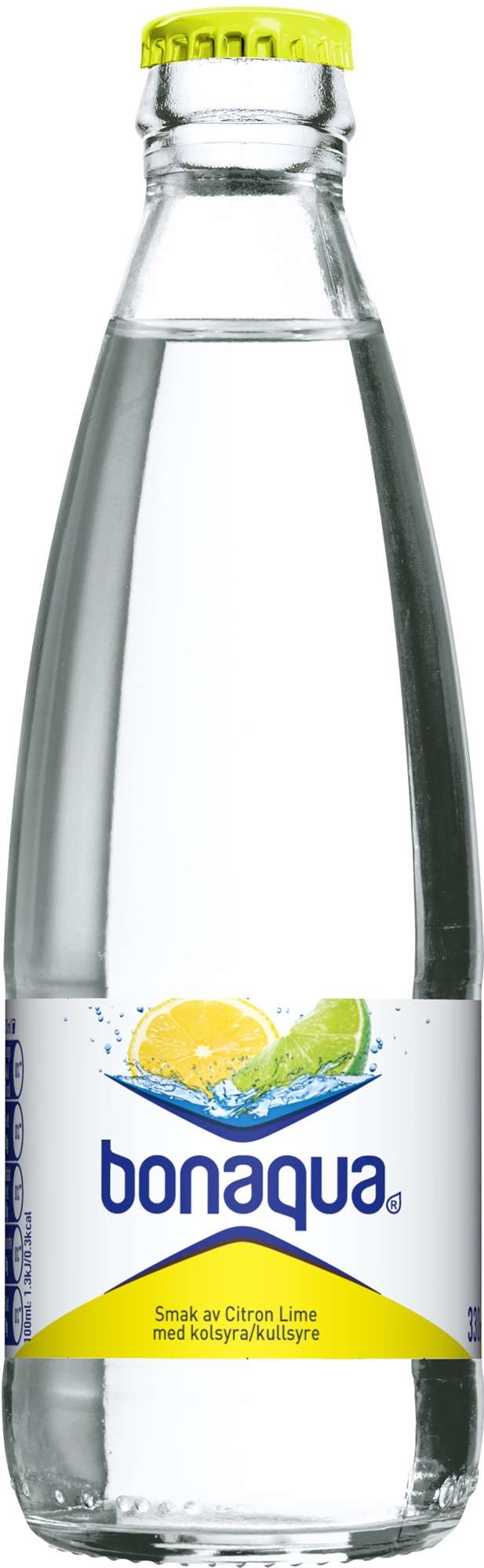 Bonaqua vann med kullsyre lime glassflaske 24x0,33l