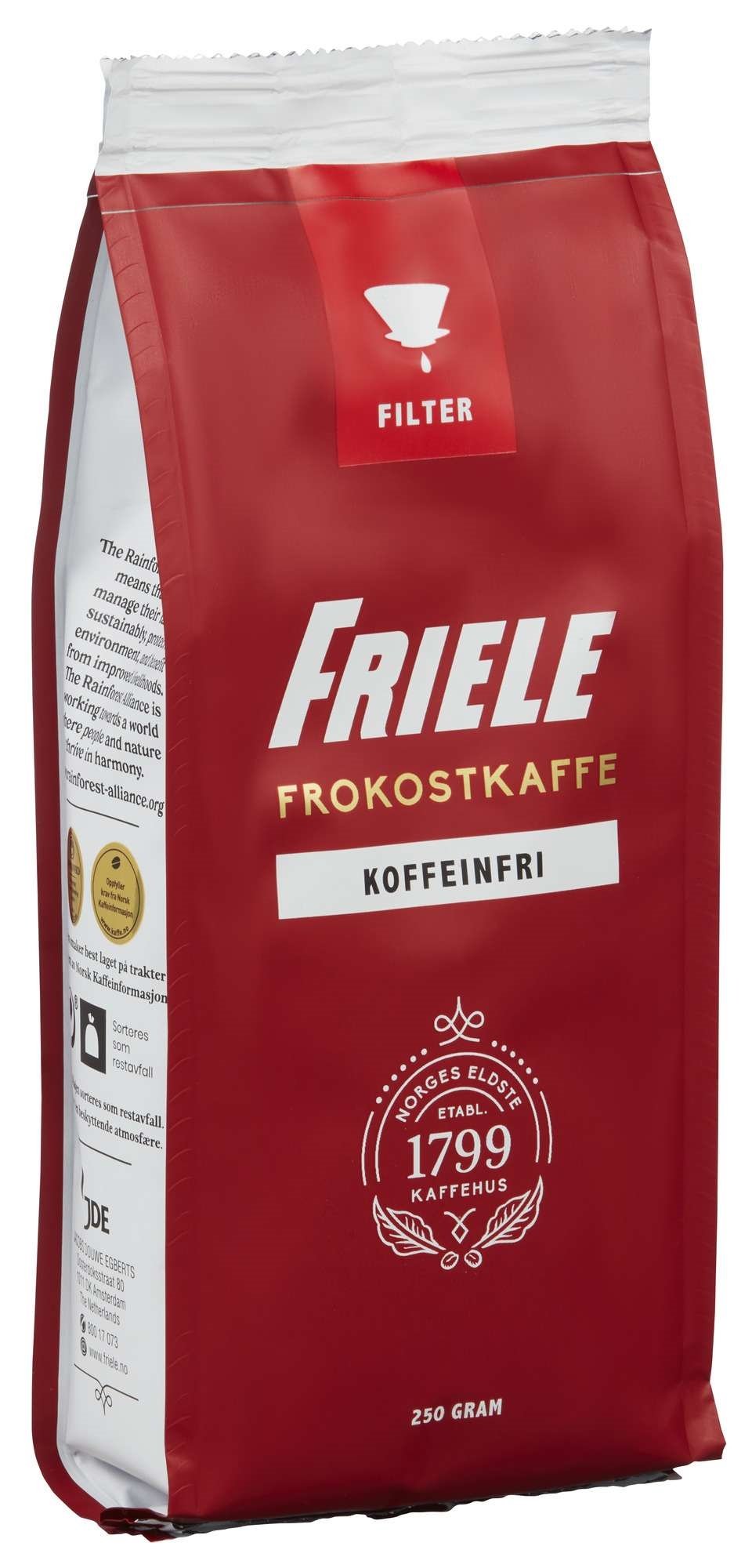 Frokostkaffe koffeinfri filtermalt  250g