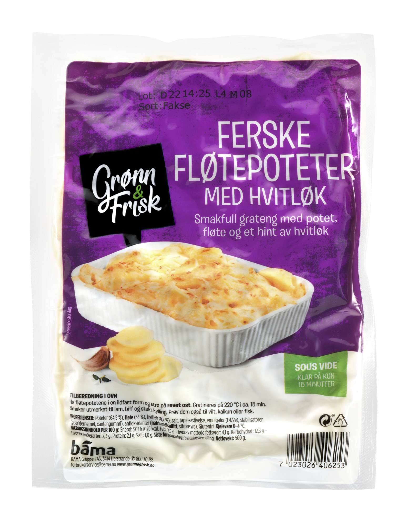 Fløtepoteter m/hvitløk 500g