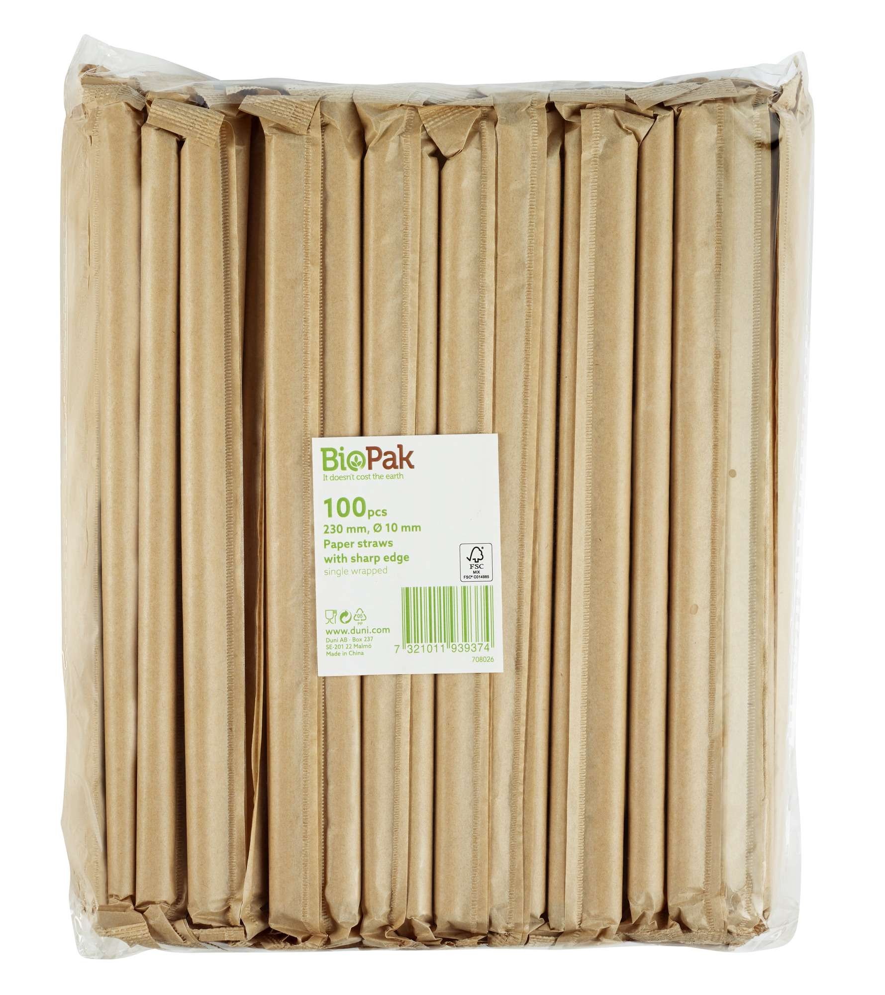 Sugerør papir singelpakket 10x230mm craft sharp 100stk