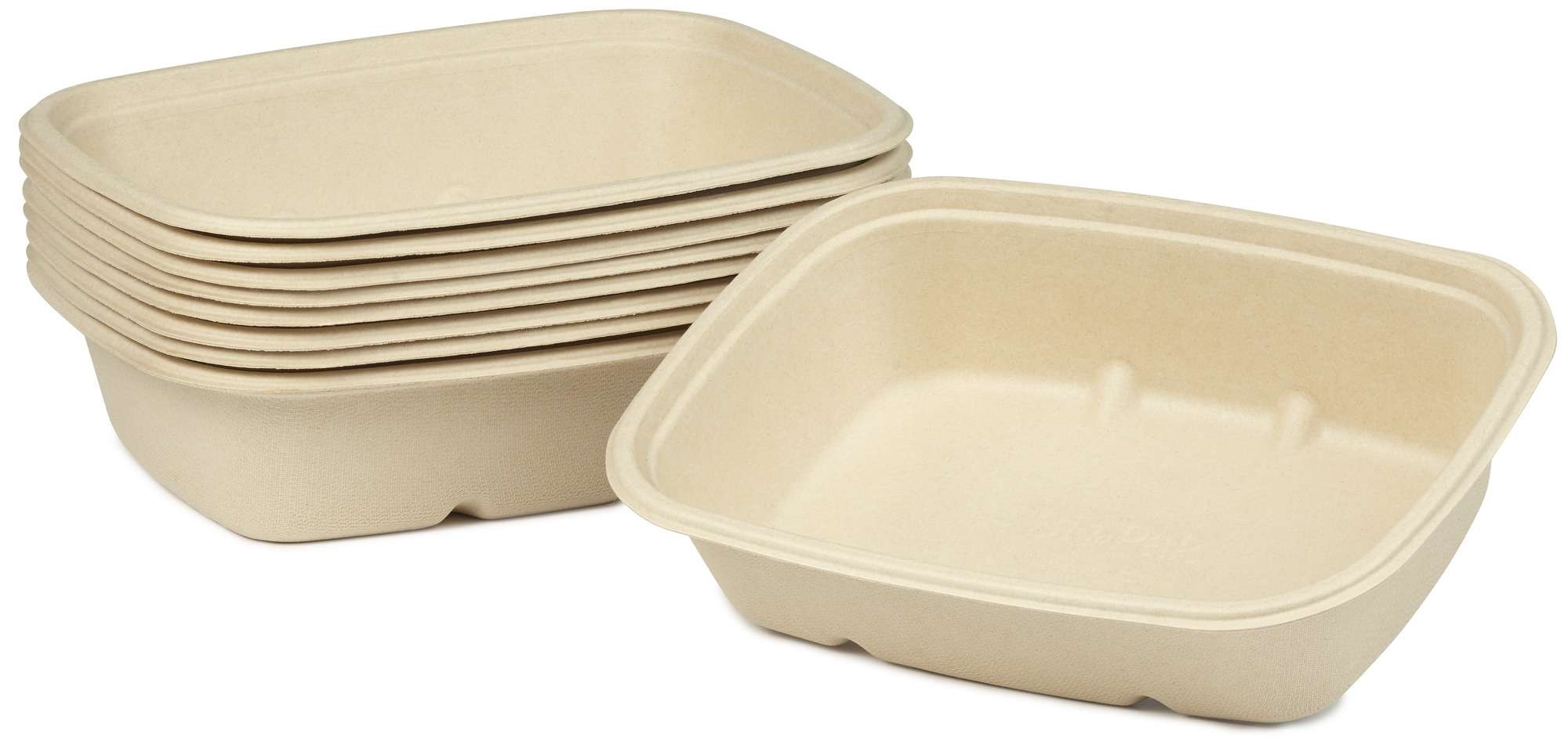 Skål firkant cube rektangulaer bagasse brun 900ml  40stk